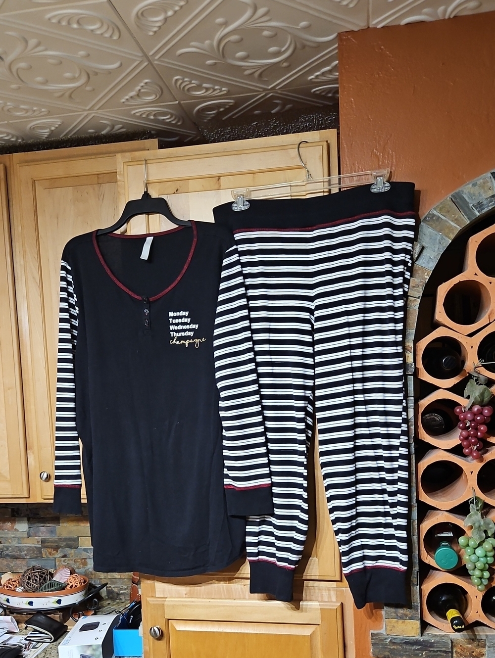 Sleep By Cacique Lane Bryant Black Red White Striped Sleep Pajamas Pajama Set PJ